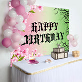 Lofaris Pink Floral Green Branch Princess Witch Backdrop